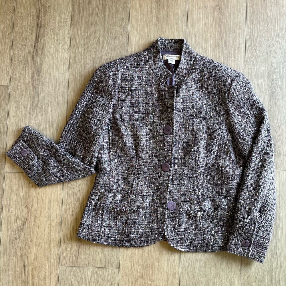 Coldwater Creek Women’s Purple Tweed Boucle Blazer Sz P8​